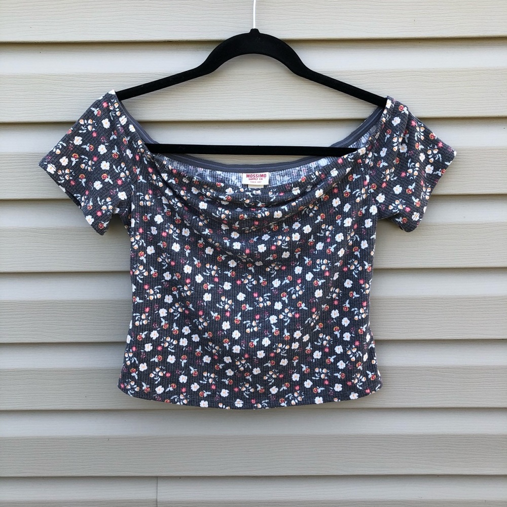 MOSSIMO | off shoulder grey crop top